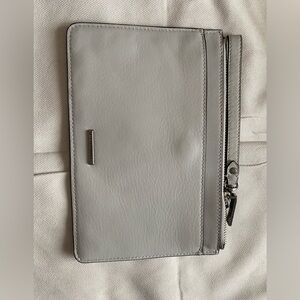 Elegant Gray Leather Clutch Bag